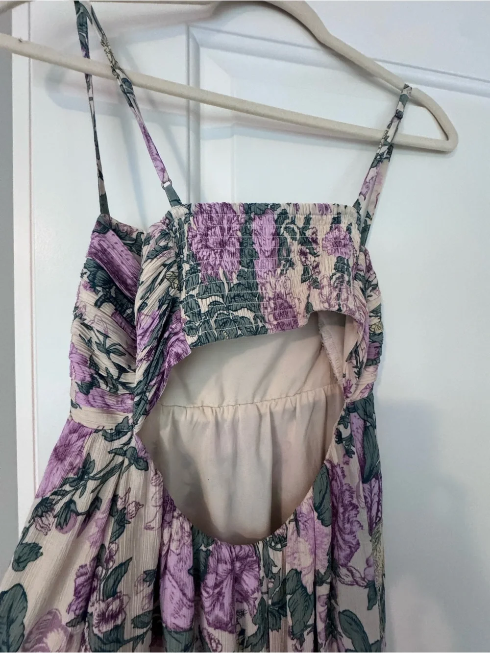 Abercrombie Floral Strap Maxi Dress in Cream and Purple, size small